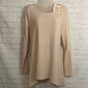 Grace + Emma Cream Lace Sleeve Women's Tunic Top NWT